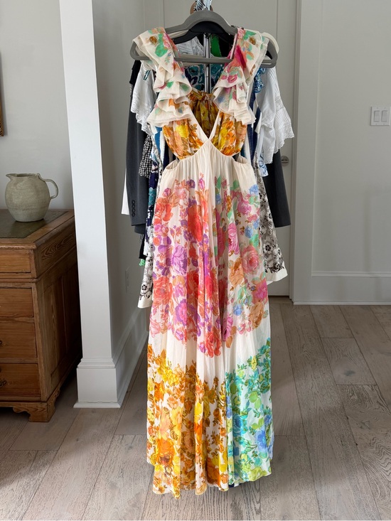 Zimmermann Dresses & Skirts - ZIMMERMANN Raie Floral Frill-Shoulder Maxi Dress